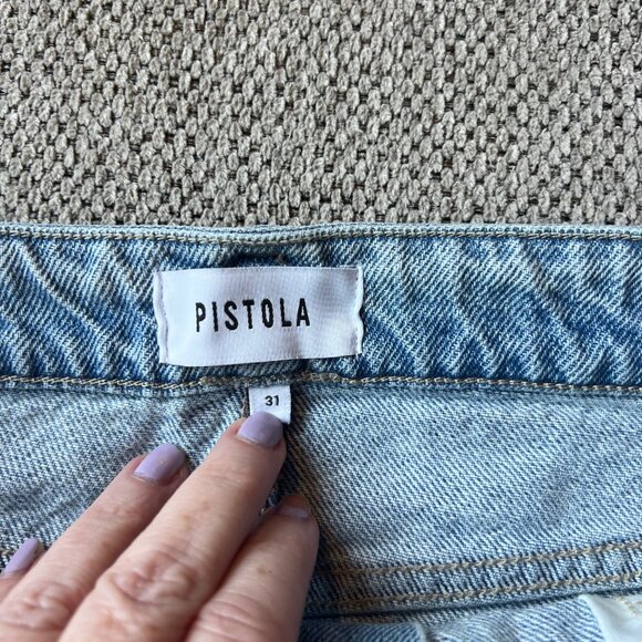 Pistola Daisy Low Slung Mini Skirt Denim Nimes Wash Size 31 NWT - Picture 6 of 10